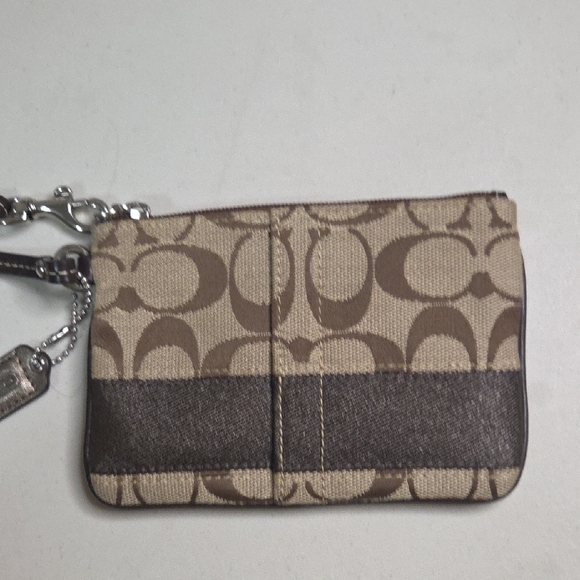 Coach Brown Wristlet with Signature Pattern - Picture 3 of 5